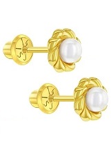 elegant lovely gold cultured pearl baby earrings